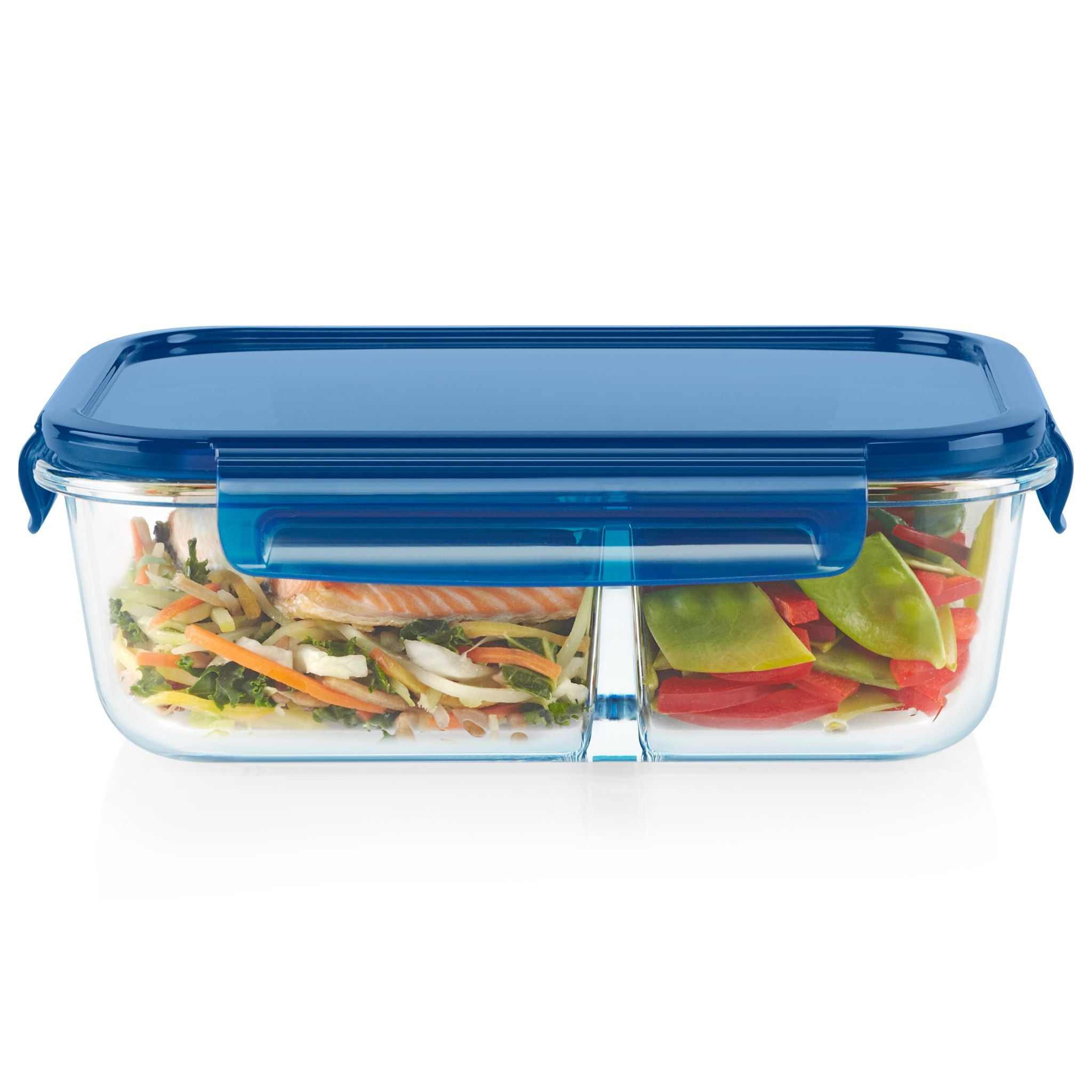 Pyrex® MealBox™ 5.8-cup Divided Glass Food Storage Container with Blue Lid - 图片 2
