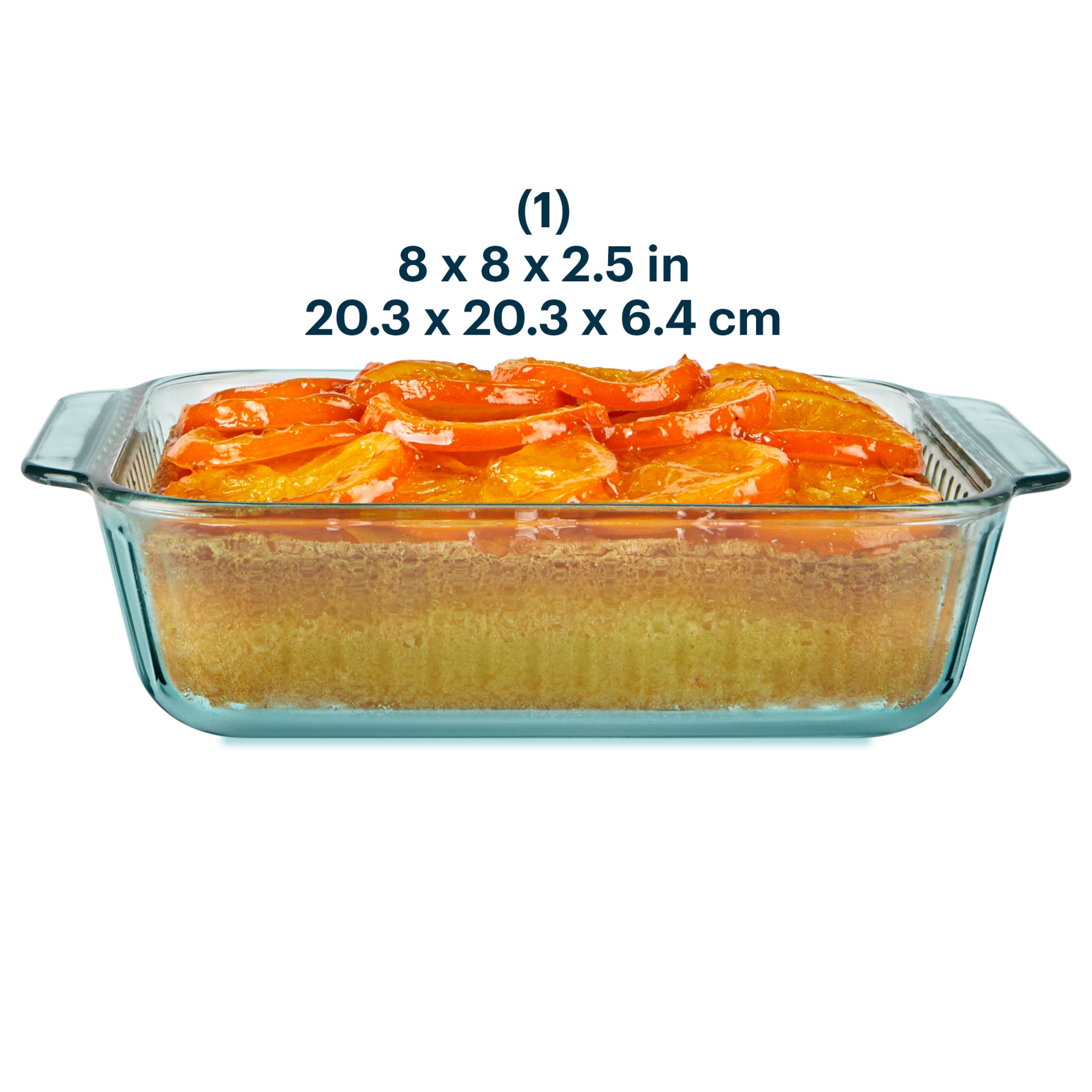 Pyrex® Sculpted Tinted Glass 8" Square Baking Dish, Aqua - 图片 2