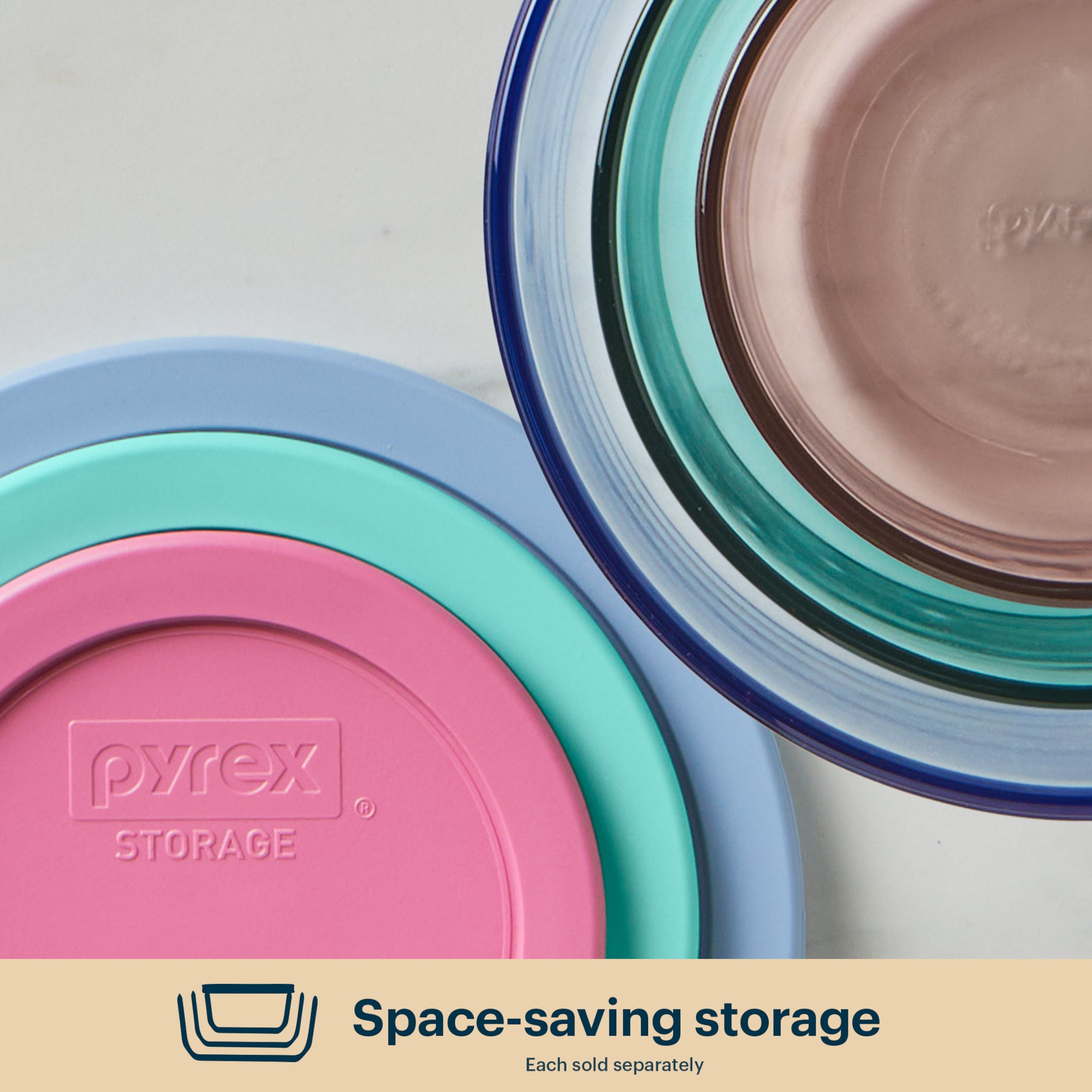 Pyrex® Simply Store® Tinted Glass 4-cup Round Storage Container with Lid, Pink - 图片 5