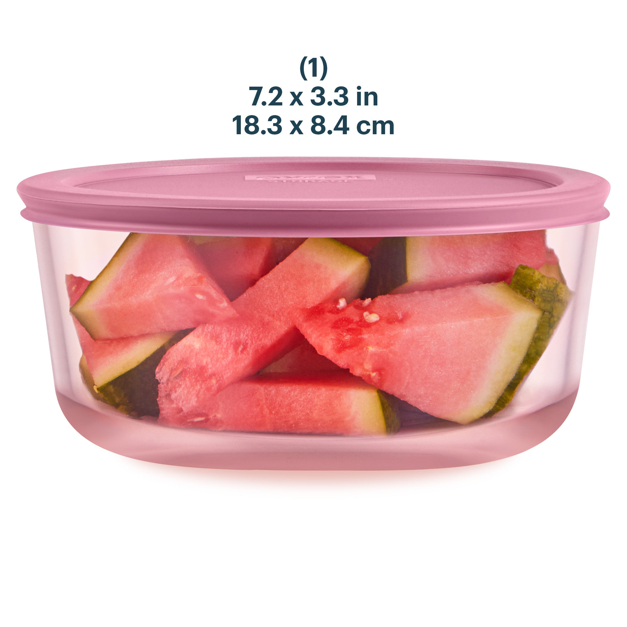 Pyrex® Simply Store® Tinted Glass 7-cup Round Storage Container with Lid, Pink - 图片 2