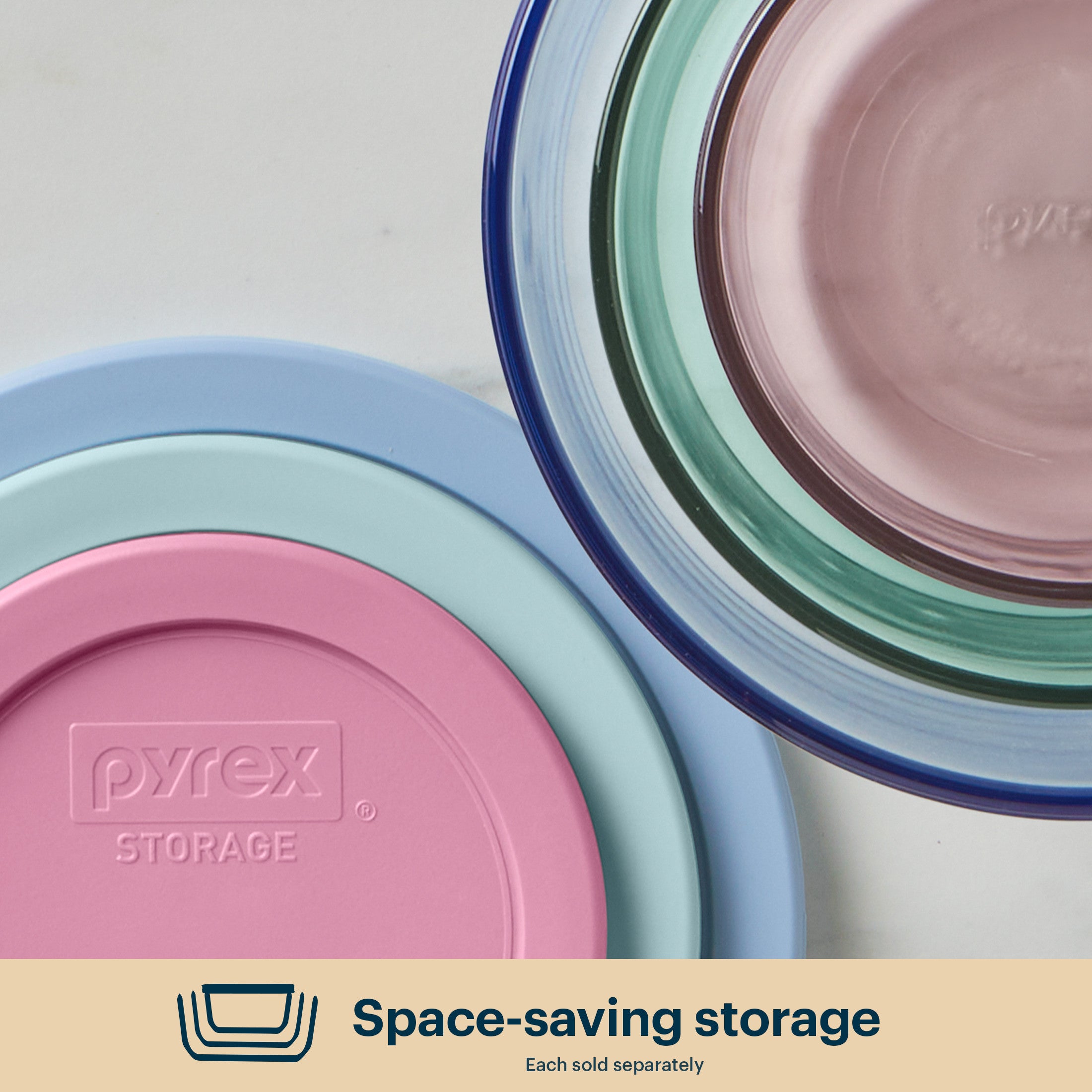 Pyrex® Simply Store® Tinted Glass 7-cup Round Storage Container with Lid, Pink - 图片 5