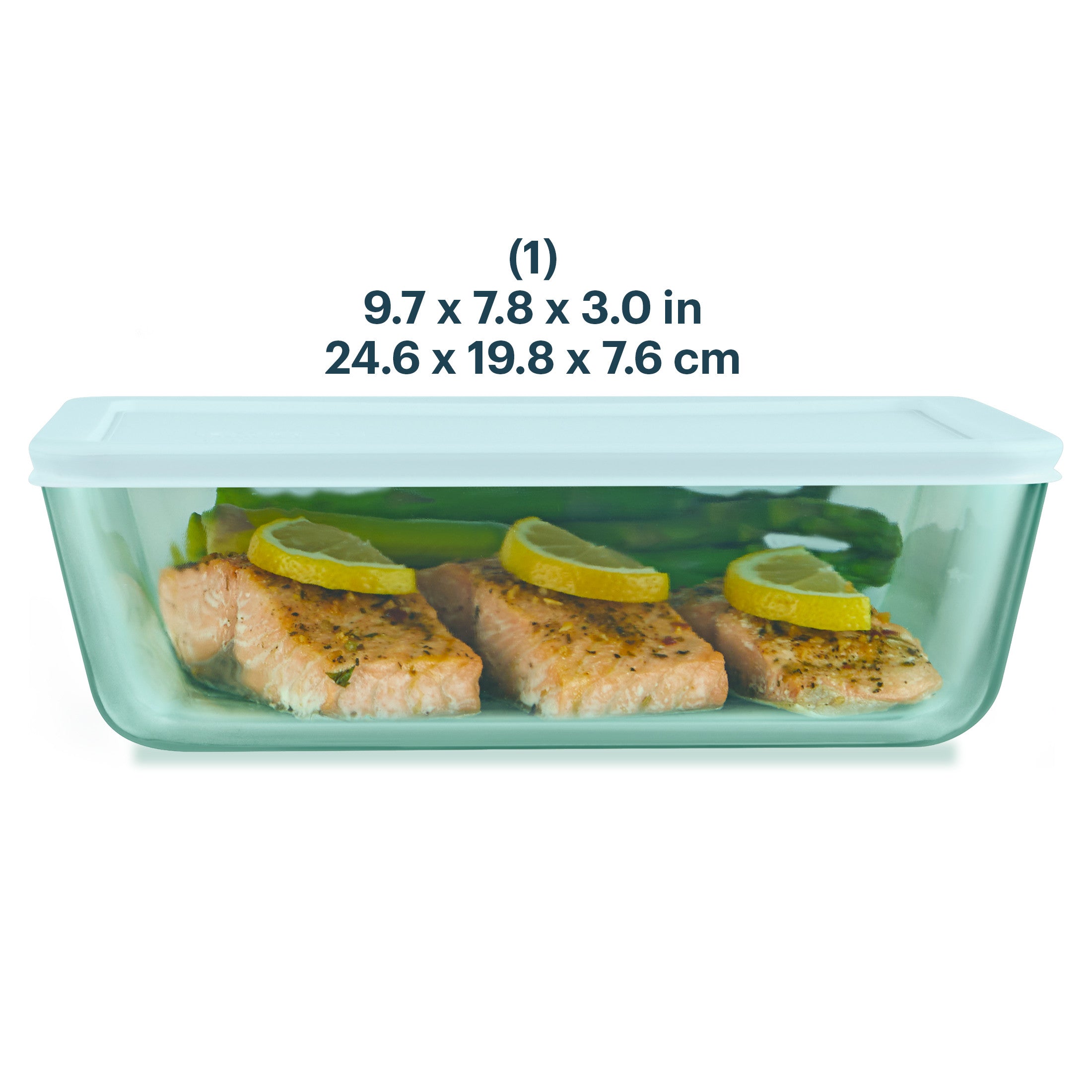 Pyrex® Simply Store® Tinted Glass 11-cup Rectangle Storage Container with Lid, Aqua - 图片 2