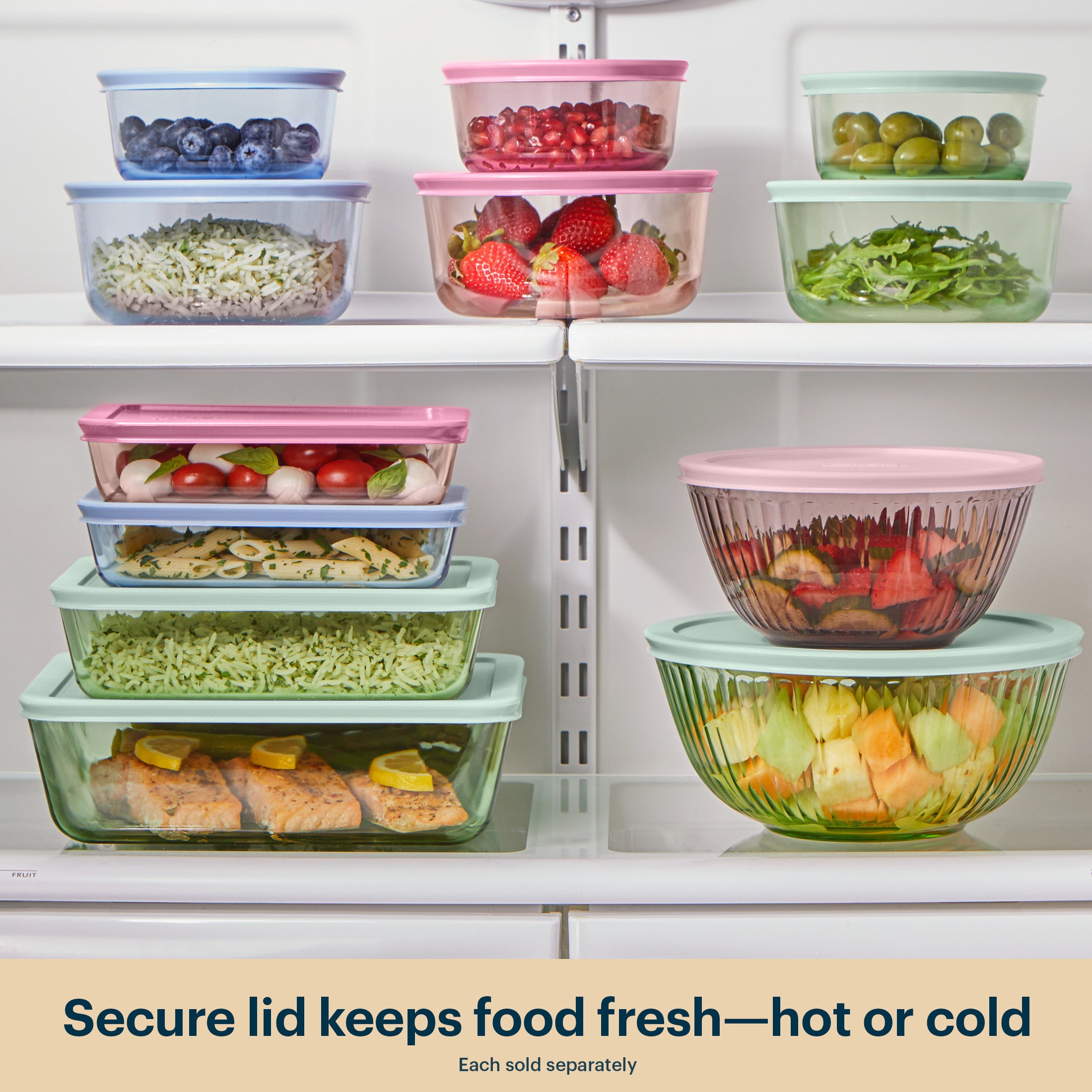 Pyrex® Sculpted Tinted Glass Mixing Bowls with Lids, 6-pc Set, Mixed Colors - 图片 6