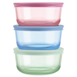 Pyrex® Simply Store® Tinted Glass 2-cup Round Storage Containers, 6-pc Set, Mixed Colors