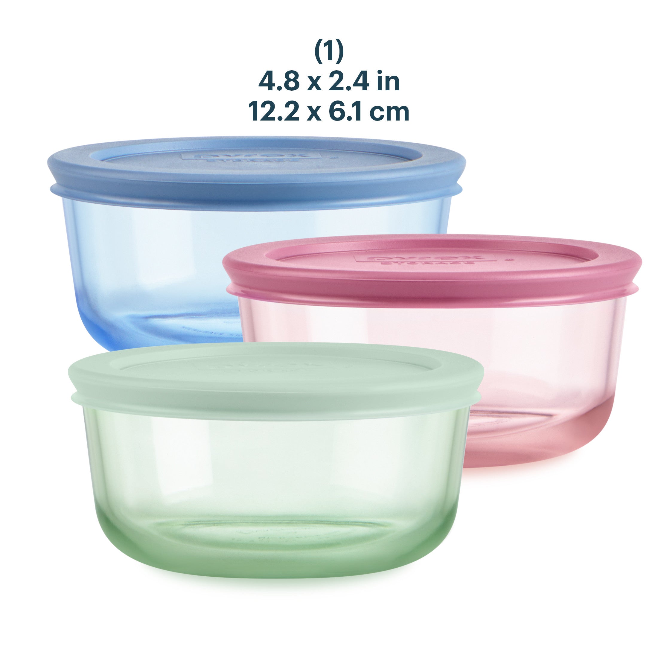 Pyrex® Simply Store® Tinted Glass 2-cup Round Storage Containers, 6-pc Set, Mixed Colors - 图片 3