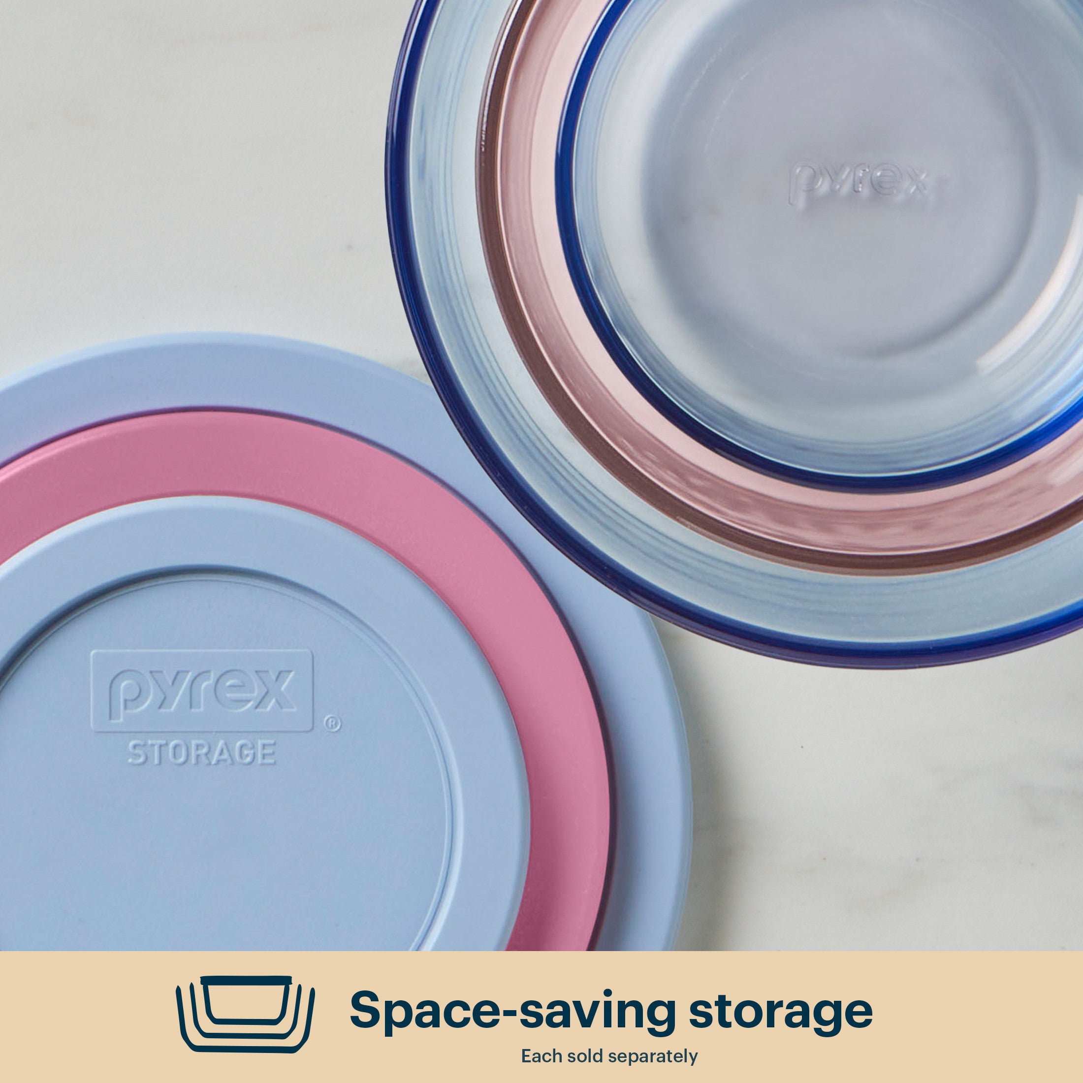Pyrex® Simply Store® Tinted Glass 2-cup Round Storage Containers, 6-pc Set, Mixed Colors - 图片 5