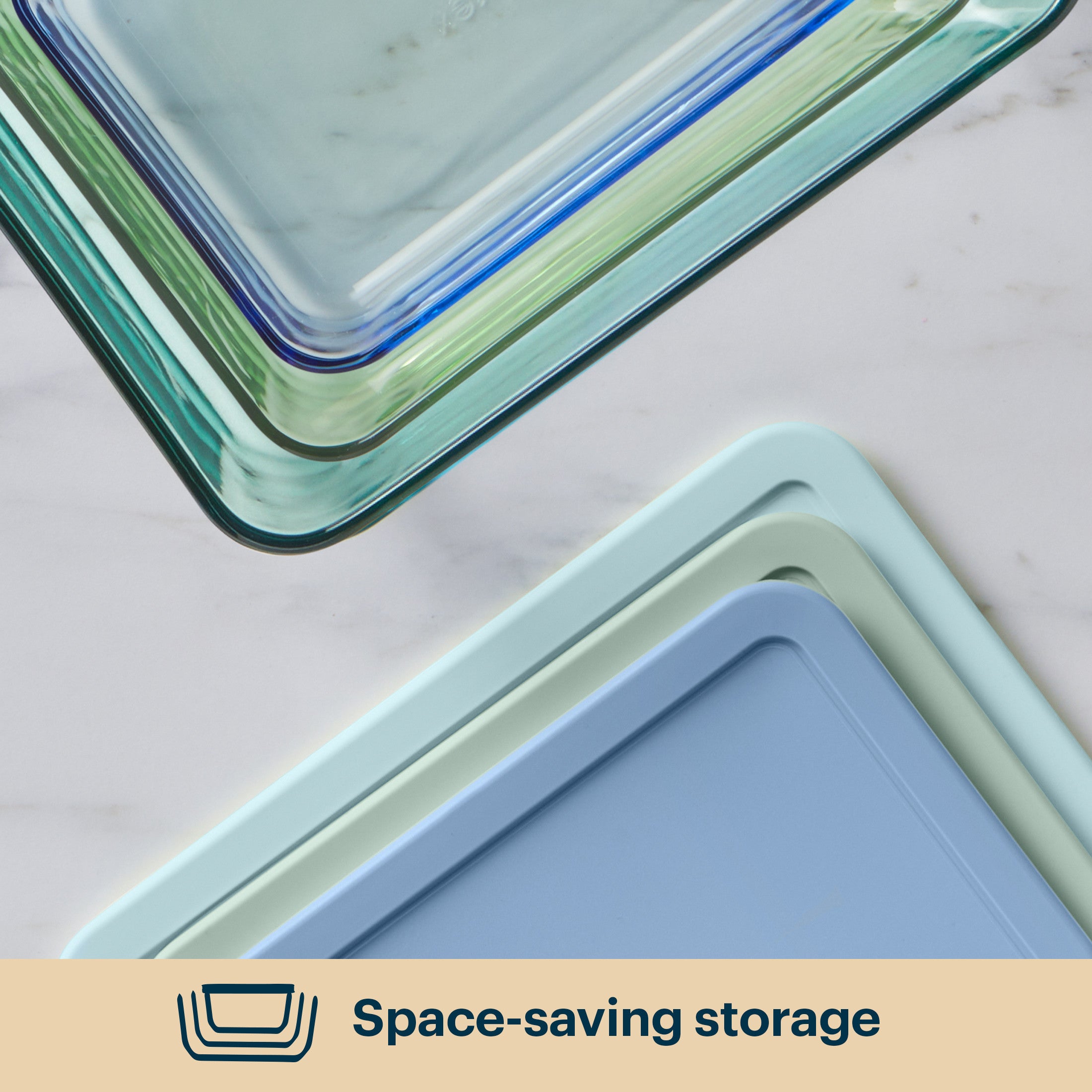 Pyrex® Simply Store® Tinted Glass Rectangle Storage Containers, 6-pc Set, Mixed Colors - 图片 5
