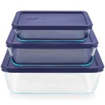 Pyrex® Simply Store® 6-piece Rectangular Glass Storage Set with Blue Lids