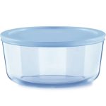 Pyrex® Simply Store® Tinted 7-cup Round Storage with Blue Plastic Lid