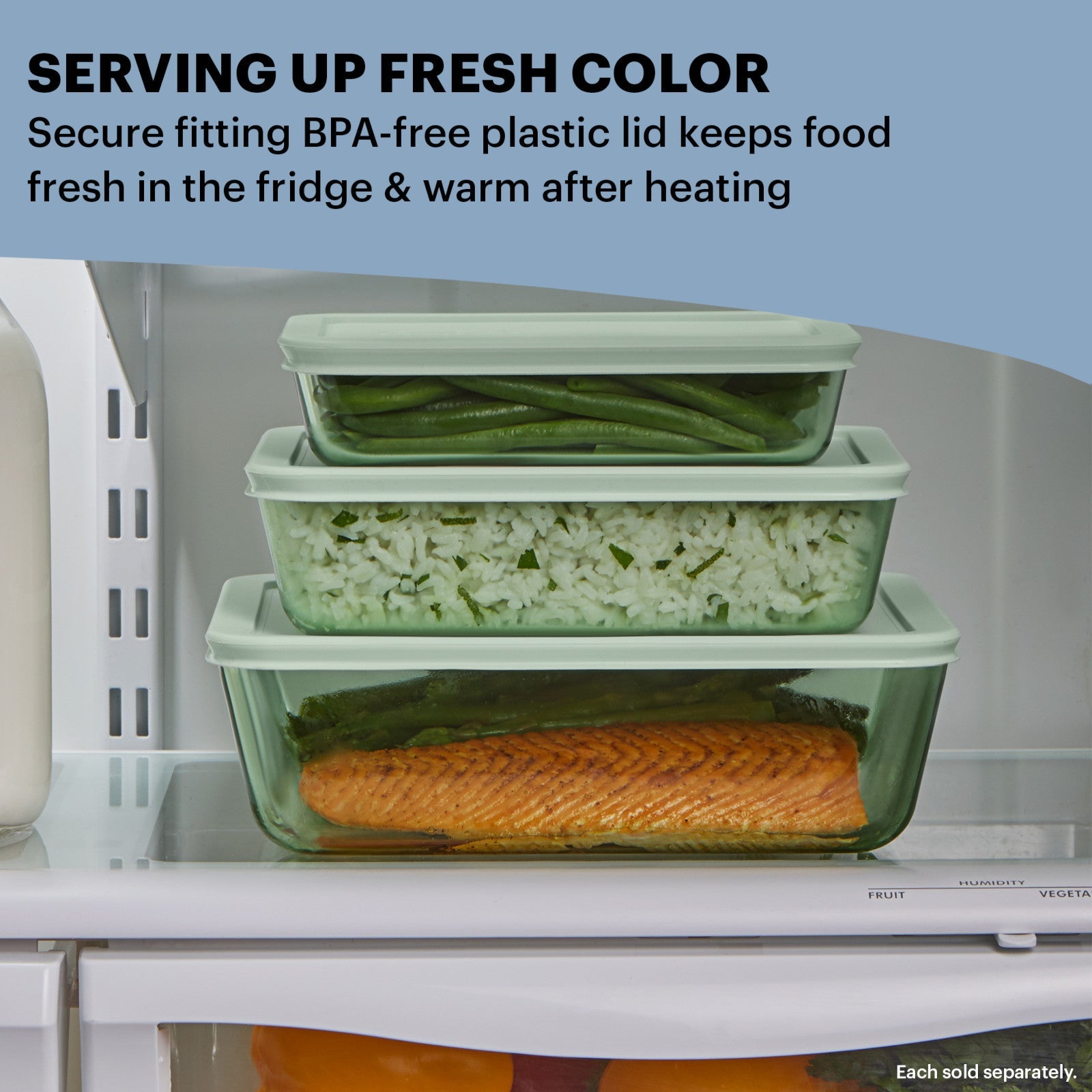 Pyrex® Simply Store® Tinted 11-cup Rectangle Storage with Green Plastic Lid - 图片 3