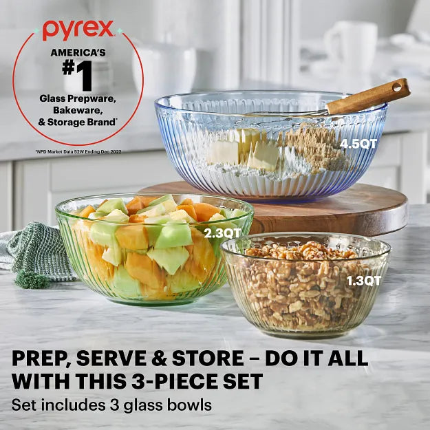 Pyrex® Colors Sculpted Tinted 3-piece Mixing Bowl Set - 图片 2