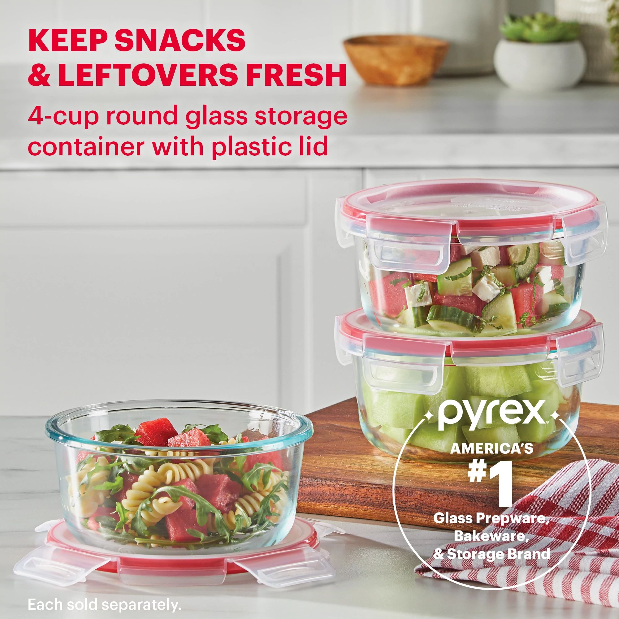 Pyrex® Freshlock™ 4-cup Round Glass Storage - 图片 3