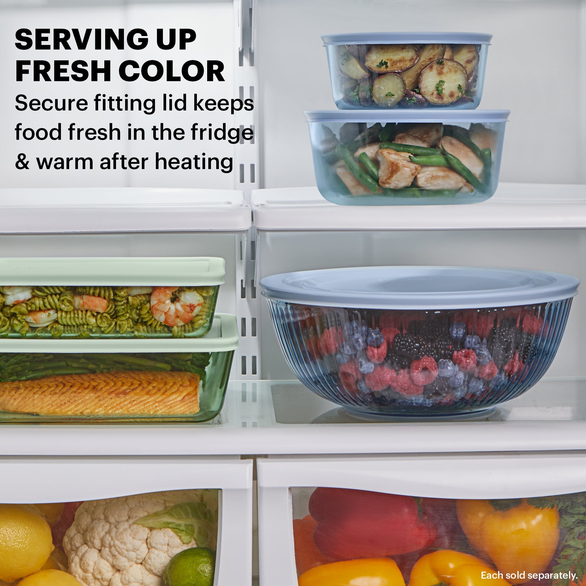 Pyrex® Colors Sculpted Tinted 4.5-quart Mixing Bowl with Lid, Blue - 图片 3