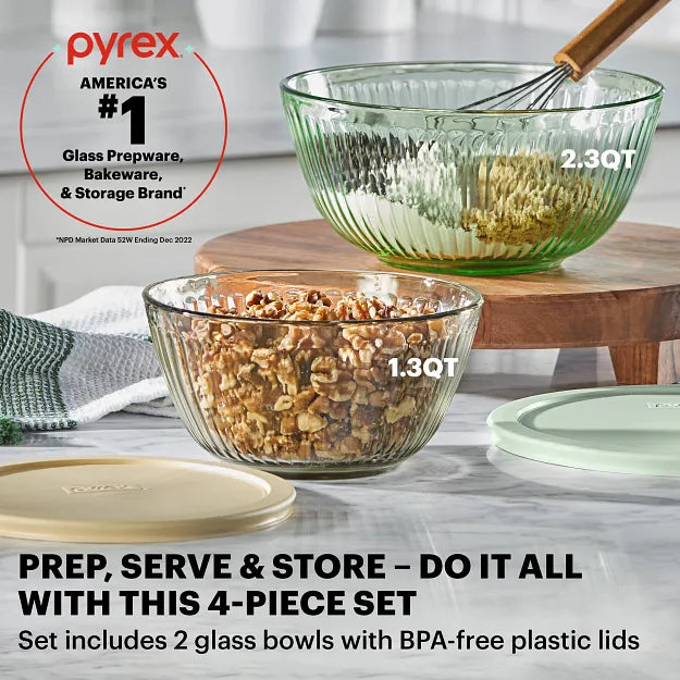Pyrex® Colors Sculpted Tinted 4-piece Mixing Bowl Value Pack - 图片 2