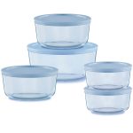 Pyrex® Simply Store® Tinted 10-piece Round Storage Set with Blue Plastic Lids