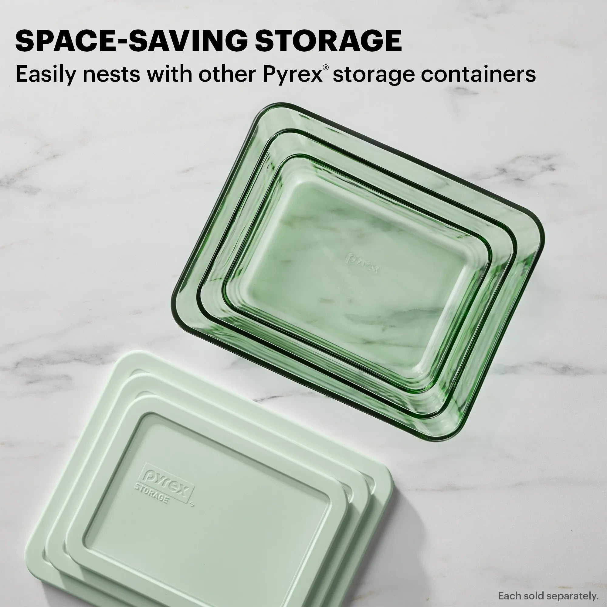 Pyrex® Simply Store® Tinted 11-cup Rectangle Storage with Green Plastic Lid - 图片 4
