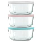 Pyrex® Simply Store® 6-piece 4-cup Round Glass Storage Set with Assorted Color Lids