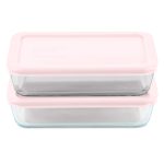 Pyrex® Simply Store® 4-piece 3-cup Rectangle Glass Storage Set with Pink Lids