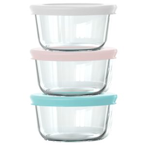Pyrex® Simply Store® 6-piece 1-cup Round Glass Storage Set with Assorted Color Lids