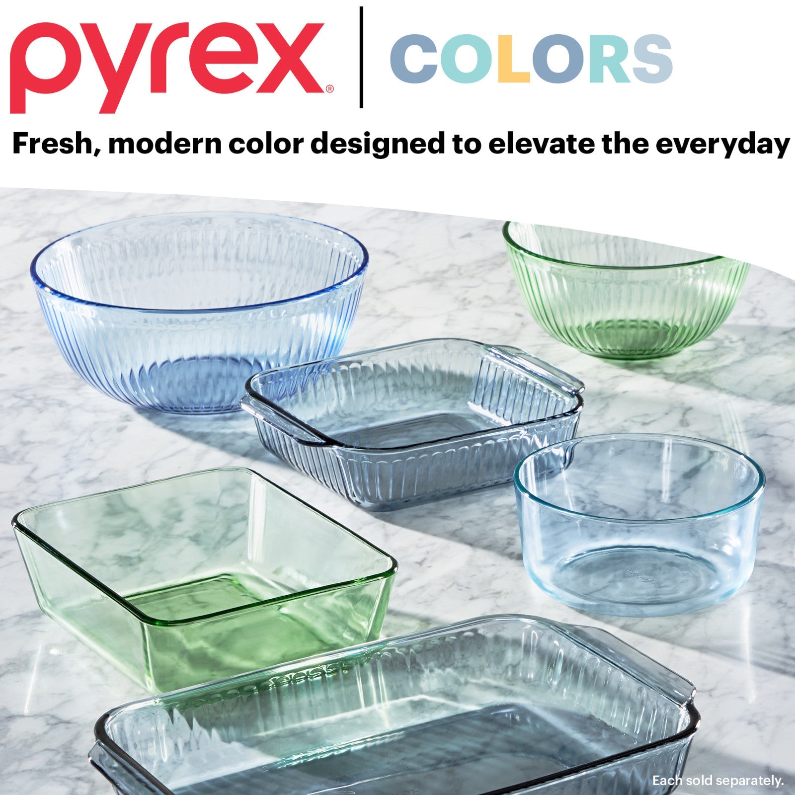 Pyrex® Simply Store® Tinted 10-piece Round Storage Set with Blue Plastic Lids - 图片 5