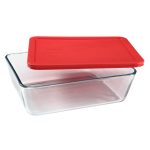 Pyrex® Simply Store® 11-cup Rectangular Glass Food Storage Container with Red Lid